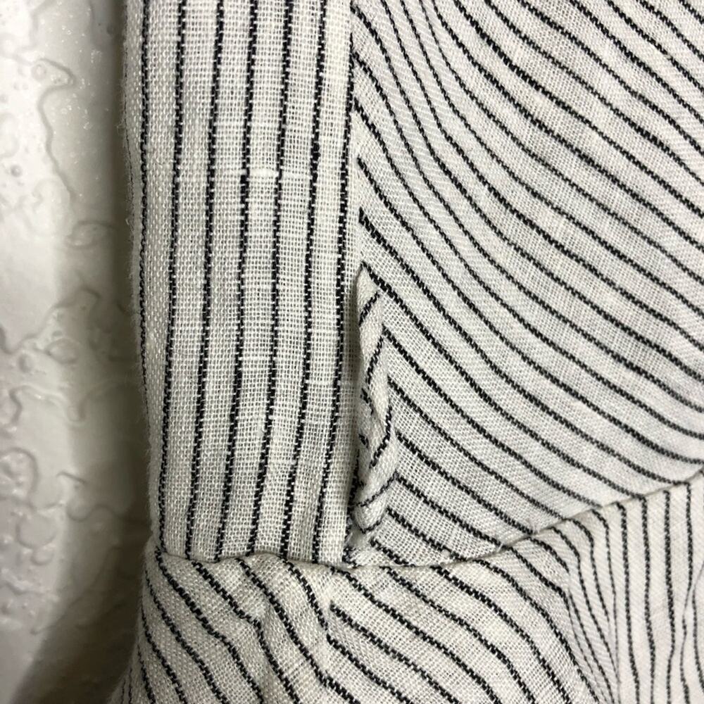 Innika Choo white black stripe floral embroidered ruffle linen dress 2 or Medium - Picture 8 of 16
